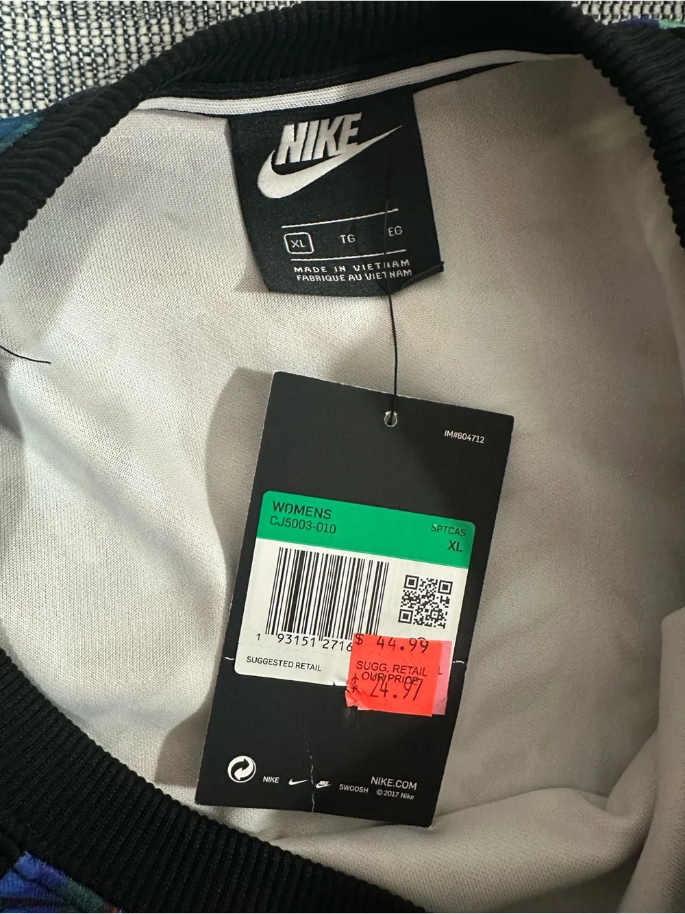 Nike Black Cropped Sweatshirt with Tropical Floral Print